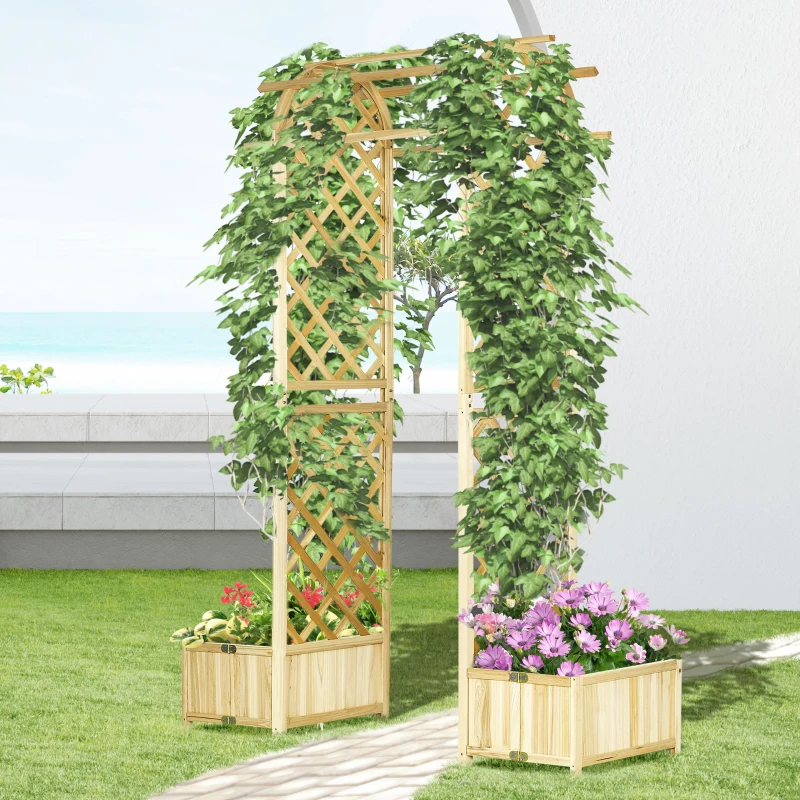 Outsunny 7.5' Wooden Wedding Arch, Garden Arch Arbor for Climbing Plants & Trellis Design, Great for Vines, or as Balloon Decoration Stand for Indoor Outdoor Ceremony, Party, Backdrop, Natural