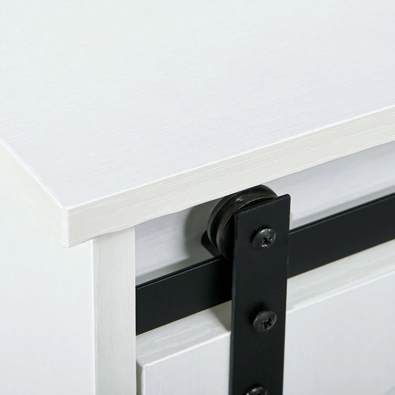 HOMCOM Farmhouse Kitchen Sideboard, Buffet Cabinet with Sliding Barn Door and 3 Storage Drawers for Living Room, White