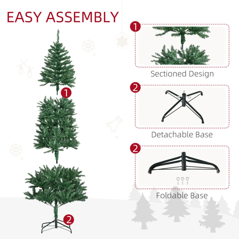 HOMCOM 6.9ft Artificial Christmas Tree w/ Metal Stand Spruce Branch Tips Green
