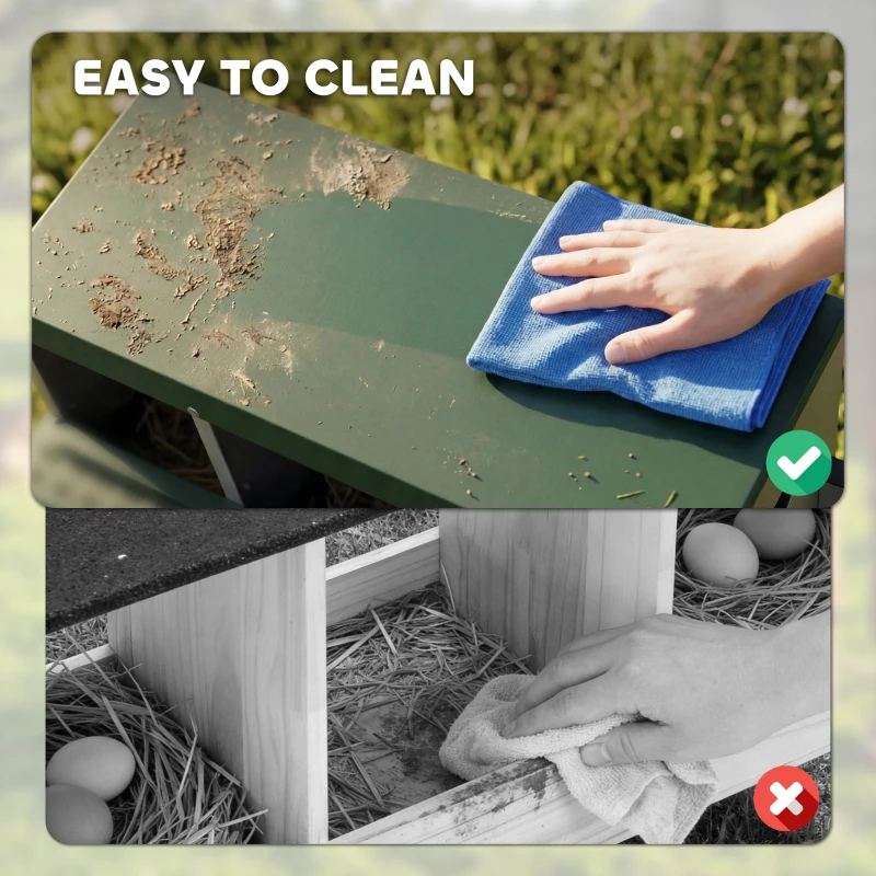 PawHut Chicken Nesting Boxes, 6 Compartment Metal Nesting Boxes for Chicken Coop, Egg Laying Boxes with Lid Cover