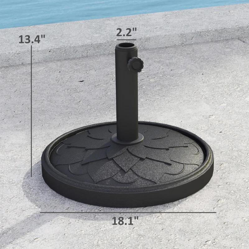 Outsunny Round Patio Umbrella Base, 26 lbs Resin Umbrella Stand Base, Heavy Duty Patio Umbrella Holder for 1.3"/1.5"/1.9" Umbrella Poles for Outdoor, Lawn, Poolside, Black