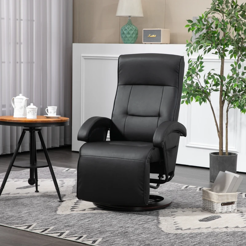 HOMCOM Swivel Recliner Chair with Footrest and Armrest, Black
