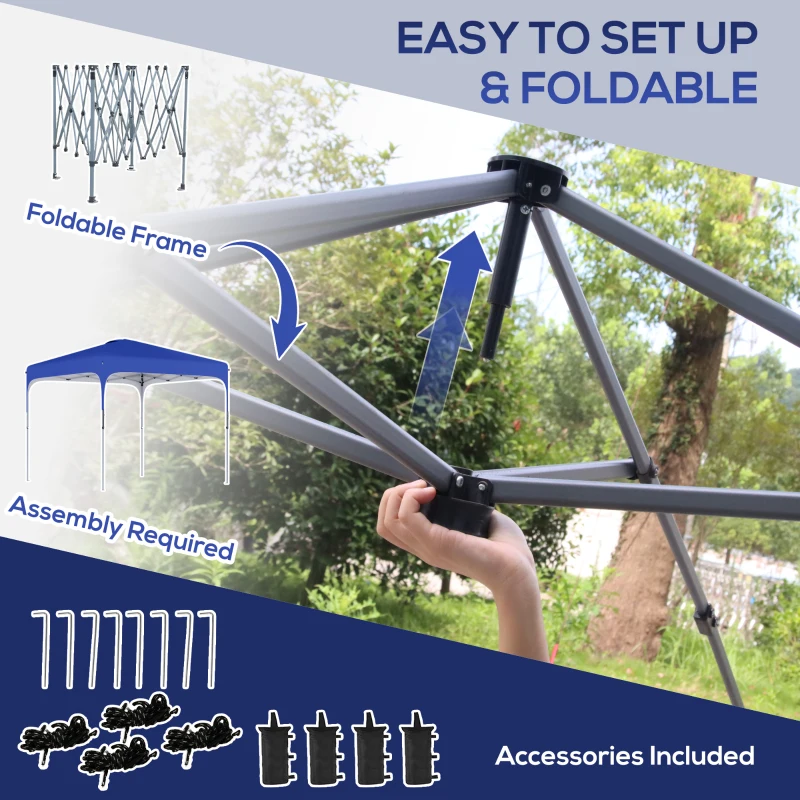 Outsunny 8' x 8' Pop Up Canopy Tent with Wheeled Carry Bag and 4 Sandbags, Instant Sun Shelter, Tents for Parties, Height Adjustable, for Outdoor, Garden, Patio, Royal Bue