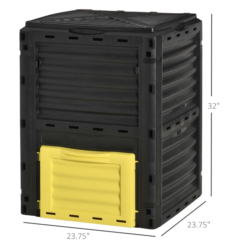Outsunny Garden Compost Bin 80 Gallon Outdoor Large Capacity Composter Fast Create Fertile Soil Aerating Box, Yellow