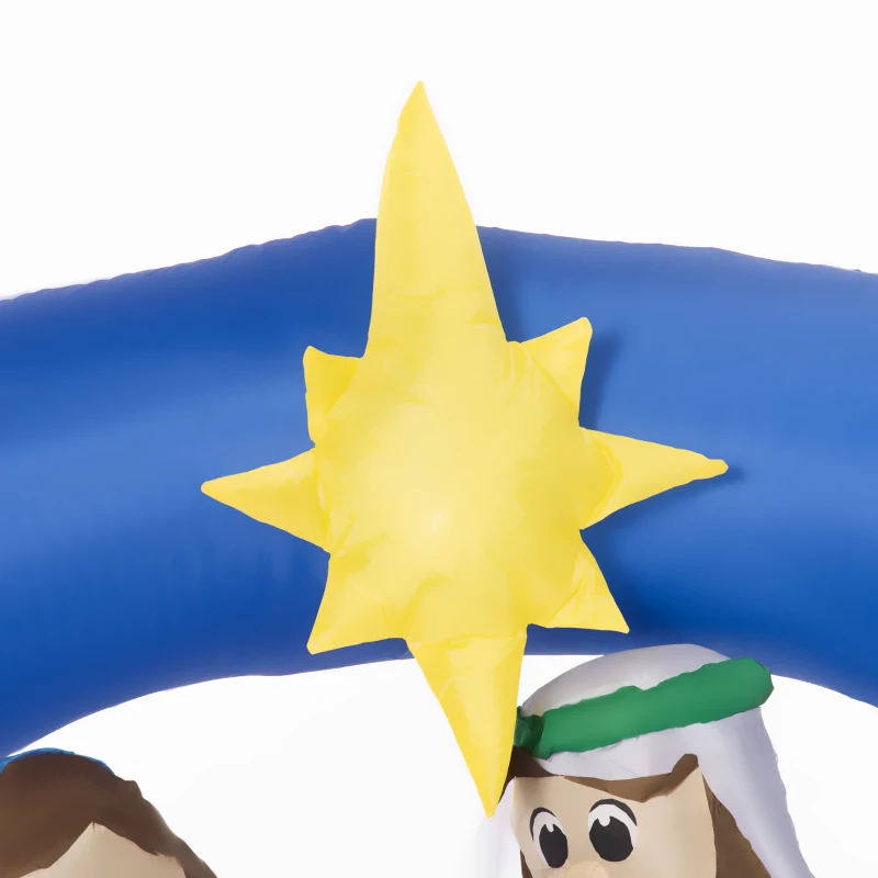 Outsunny 7ft Christmas Inflatables Outdoor Decorations Nativity Scene with Star of Bethlehem Archway, Blow-Up LED Yard Christmas Decor for Lawn Garden Party