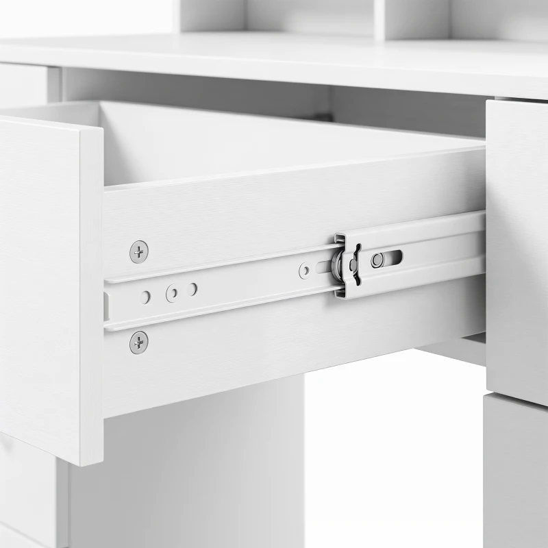 HOMCOM Vanity Desk with 10 Dimmable LED Lights, Mirror Dressing Table with 7 Drawers and Charging Station, White