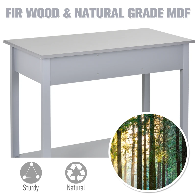 HOMCOM Console Table Industrial Desk with Drawer Bottom Shelf & Large Tabletop for Entryway or Living Room, Grey