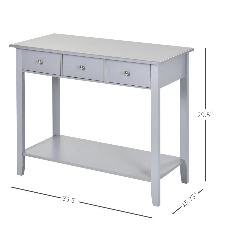 HOMCOM Console Table Industrial Desk with Drawer Bottom Shelf & Large Tabletop for Entryway or Living Room, Grey