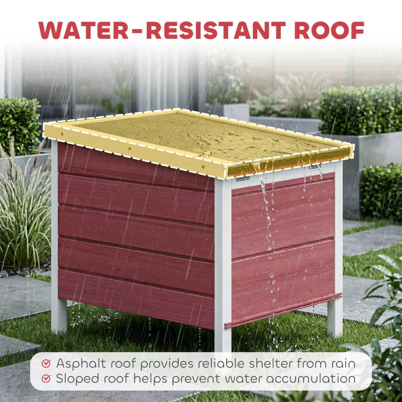 PawHut Small Wooden Rabbit Hutch Bunny Cage Guinea Pig Cage Duck House Dog House with Openable & Waterproof Roof, for Rabbits, Chickens, Ducks, Red