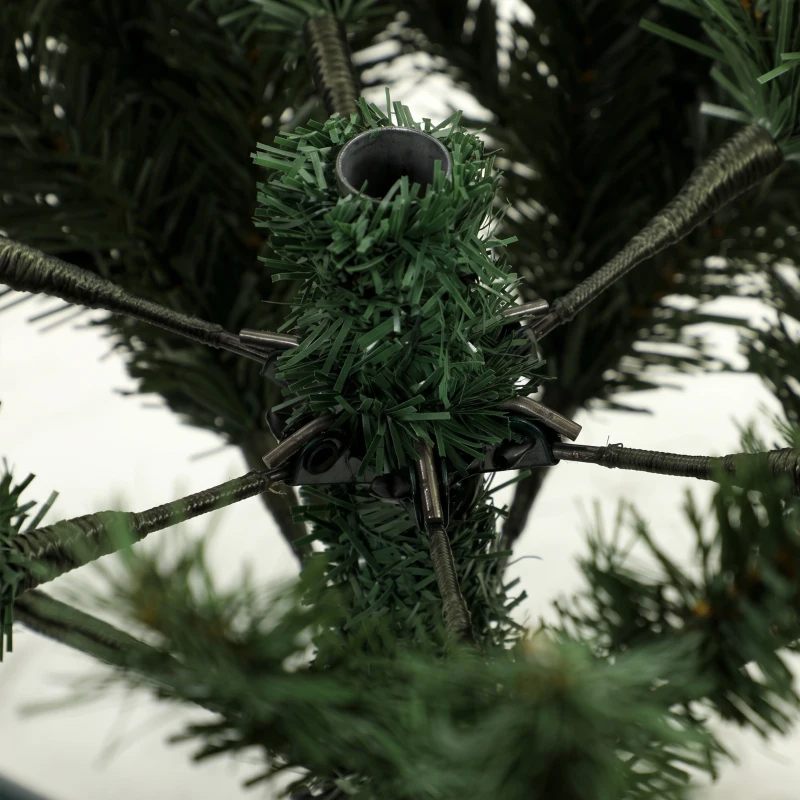 HOMCOM 6ft Artificial Christmas Tree Full Hinged Xmas Tree Metal Base, Green