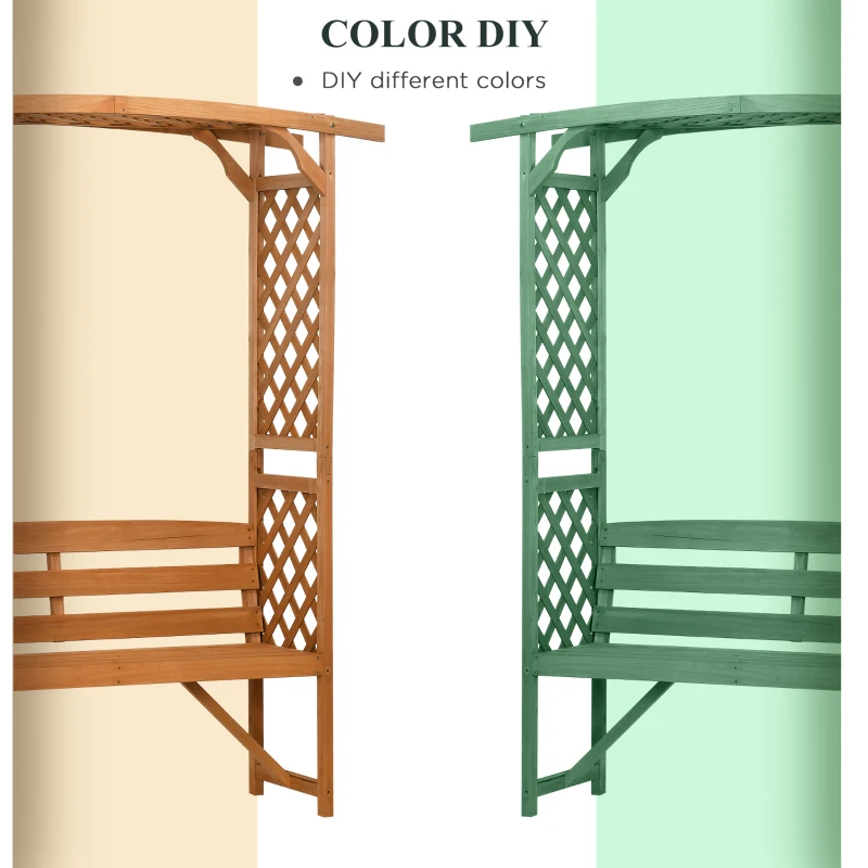 Outsunny Patio Garden Bench, Wooden Bench, Outdoor Bench for Vines/Climbing Plants, Brown