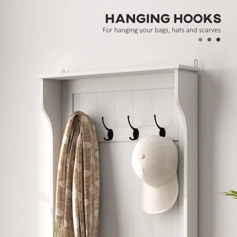 HOMCOM Hall Tree with Coat Rack, Storage, and Sitting Bench, Cream White