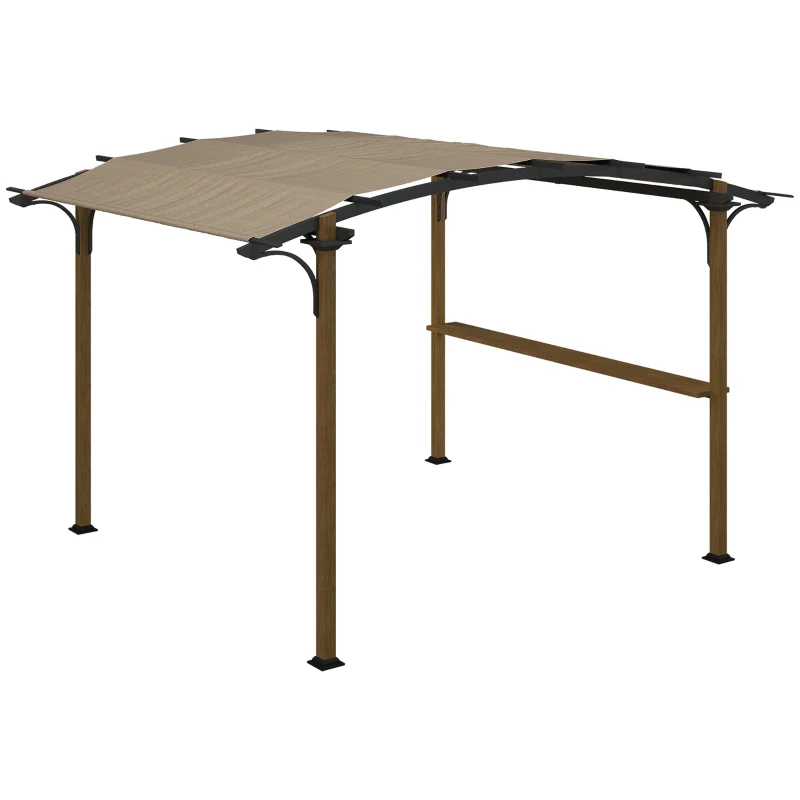 Outsunny 12' x 10' Outdoor Pergola with Bar Counter, Sun Shade Canopy, Aluminum and Steel Frame for Backyard