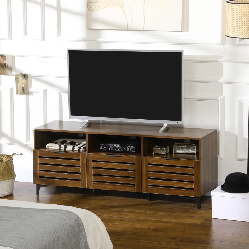 HOMCOM TV Stand for 65 Inch TV, Entertainment Center with Drawer, Doors, and Storage Shelves, TV Cabinet for Living Room, Bedroom, Brown