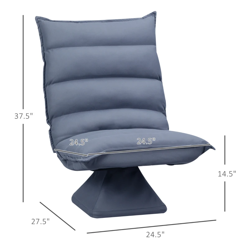 HOMCOM Swivel Floor Chair with Back Support, Microfiber Adjustable Video Gaming Chair for Reading, Lounging, Meditating, Gray