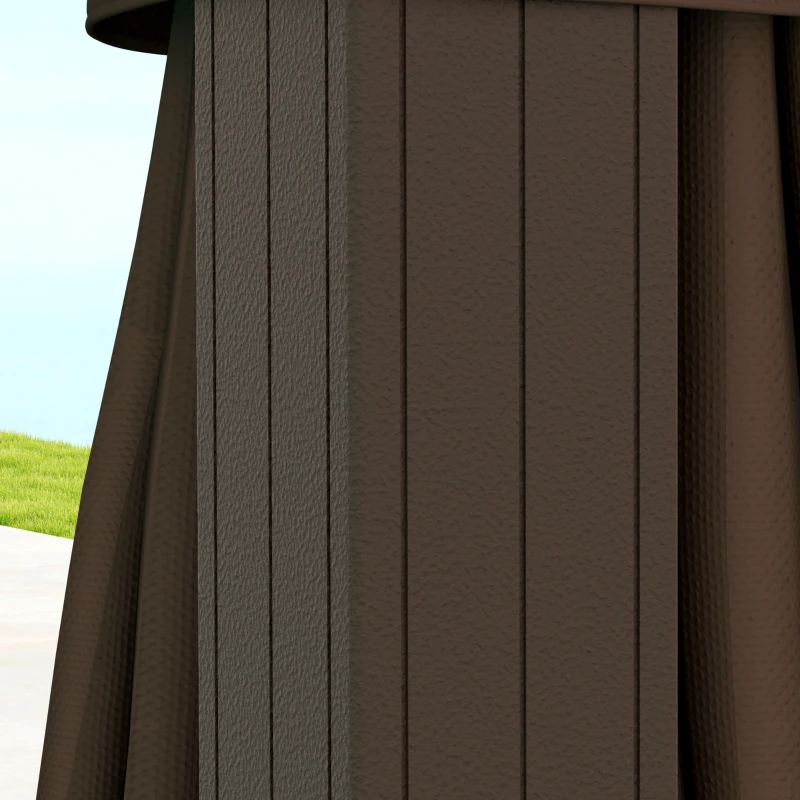 Outsunny 10' x 10' Hardtop Gazebo Canopy, Permanent Pavilion with Hook, Curtains, Aluminum Frame for Patio, Garden, Dark Brown