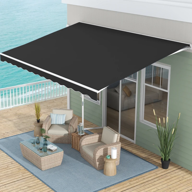 Outsunny 16' x 10' Electric Awning, Retractable Awning, Black