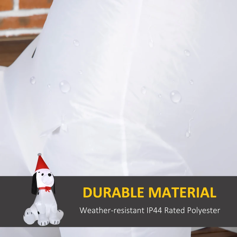 HOMCOM 6ft Christmas Inflatables Outdoor Decorations Puppy Dog Wearing a Santa Hat, Blow-Up Yard Christmas Decor with LED Lights Display