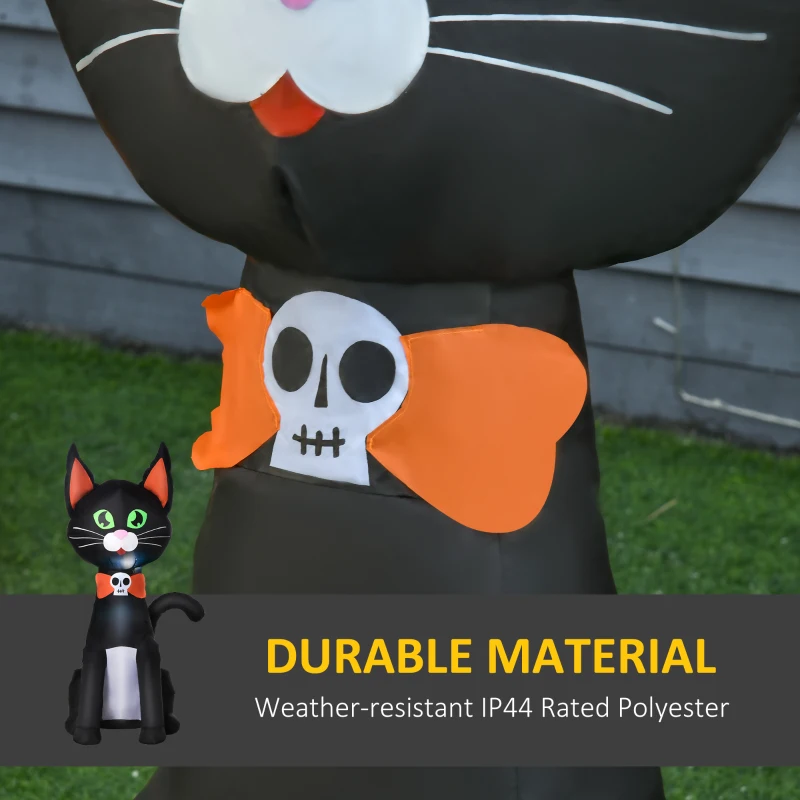 HOMCOM 4.1 ft Inflatable Halloween Black Cat,  Outdoor LED Lighted Yard Party Decoration, Waterproof