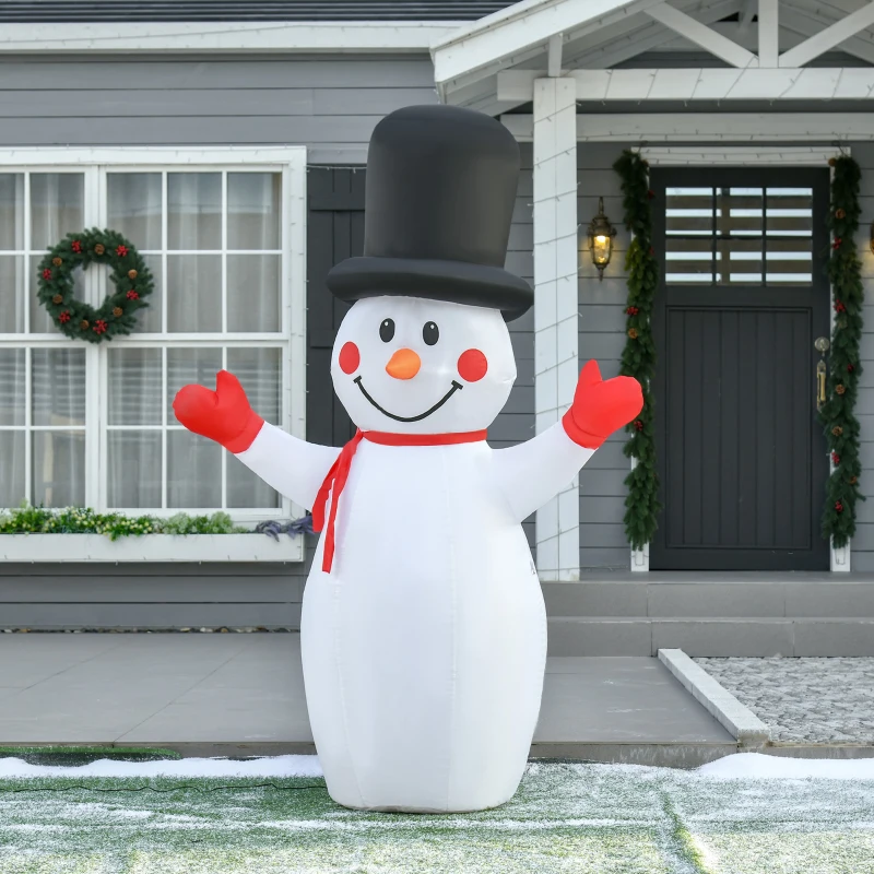 HOMCOM 6ft Christmas Inflatables Outdoor Decorations Glowing Snowman, Blow-Up Yard Christmas Decor with LED Lights Display