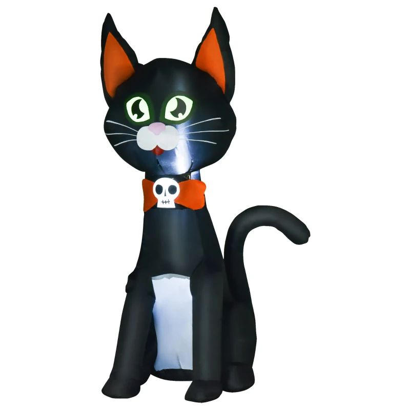 HOMCOM 4.1 ft Inflatable Halloween Black Cat,  Outdoor LED Lighted Yard Party Decoration, Waterproof