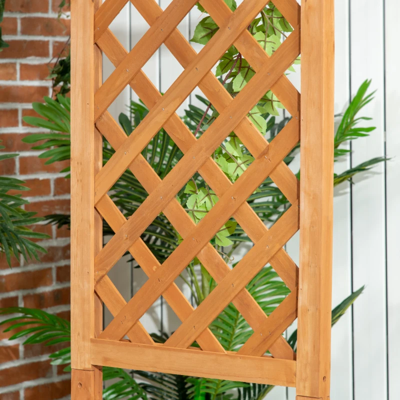 Outsunny Patio Garden Bench, Wooden Bench, Outdoor Bench for Vines/Climbing Plants, Brown