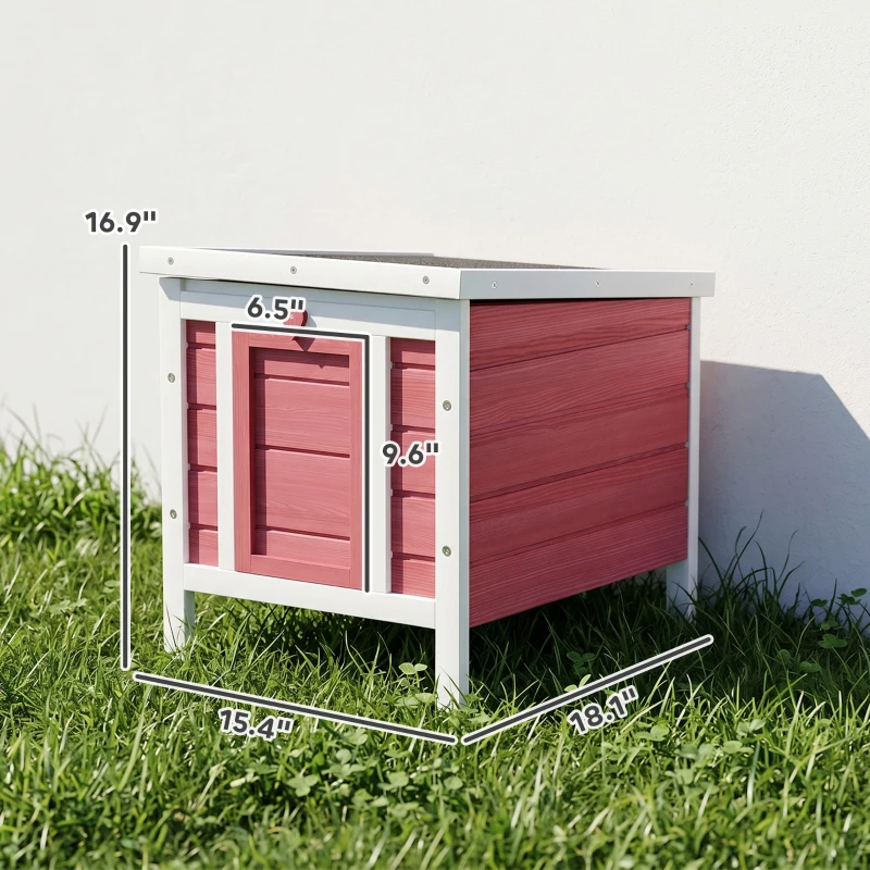 PawHut Small Wooden Rabbit Hutch Bunny Cage Guinea Pig Cage Duck House Dog House with Openable & Waterproof Roof, for Rabbits, Chickens, Ducks, Red