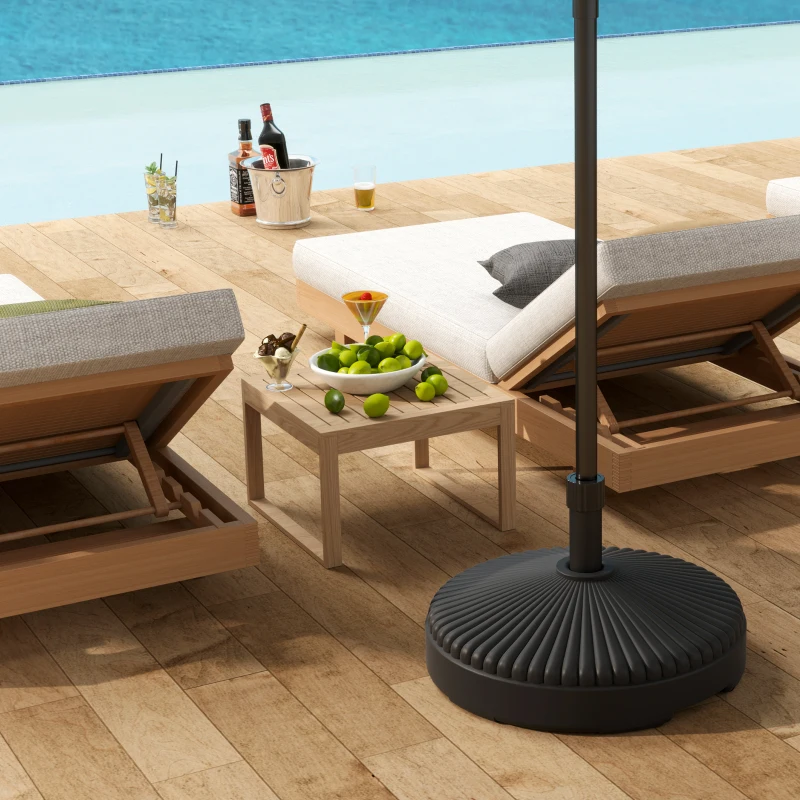 Outsunny Round Patio Umbrella Base Holder, Heavy Duty Outdoor Umbrella Stand Base, Black