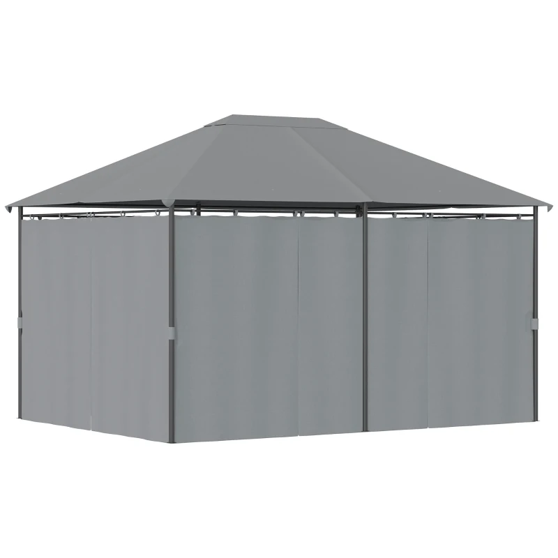 Outsunny 10' x 13' Outdoor Patio Gazebo Canopy Shelter with 6 Removable Sidewalls, & Steel Frame for Garden, Lawn, Backyard and Deck, Grey