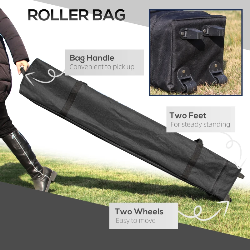 Outsunny 8' x 8' Pop Up Canopy Tent with Wheeled Carry Bag and 4 Sandbags, Instant Sun Shelter, Tents, Black
