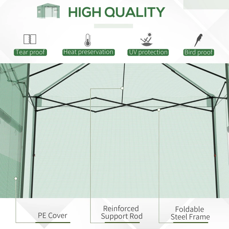 Outsunny 10' x 8' Portable Walk-in Greenhouse, Folding Pop-up, Outdoor Canopy Hot House, Roll-Up Zipper Door & 2 Ventilating Side Windows for Growing Flowers, Herbs, Vegetables, Saplings, Succulents