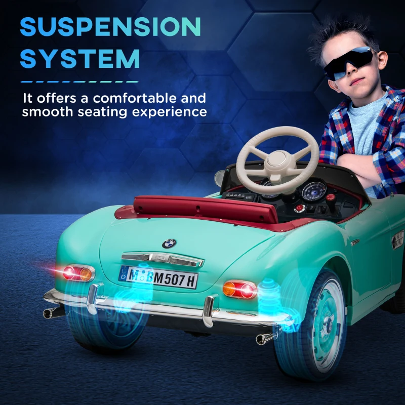 Aosom Licensed BMW 12V Kid Electric Ride On Car with Easy Transport, Green