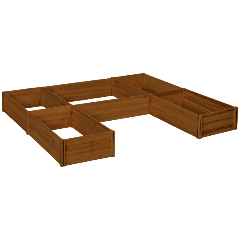 Outsunny Raised Garden Bed, Set of 5 Large Wooden Box Planters for Outdoor Plants Vegetables Flowers Herbs, 7.5x7.5x1ft, Brown