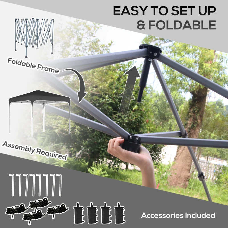 Outsunny 8' x 8' Pop Up Canopy Tent with Wheeled Carry Bag and 4 Sandbags, Instant Sun Shelter, Tents, Black