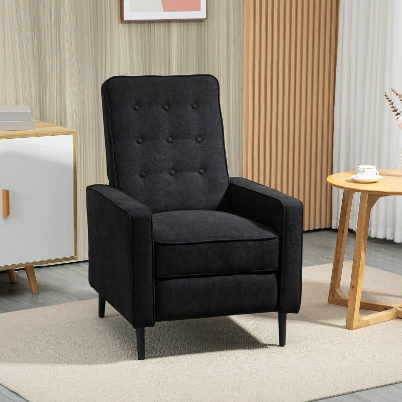 HOMCOM Manual Recliner, Fabric Tufted Club Chair, Home Theater Seating Reclining Sofa for Living Room, Black