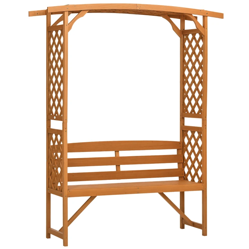 Outsunny Patio Garden Bench, Wooden Bench, Outdoor Bench for Vines/Climbing Plants, Brown