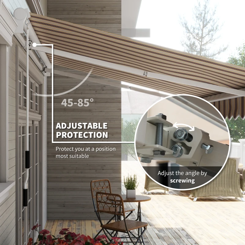 Outsunny 13' x 8' Retractable Awning, Patio Awnings, Sunshade Shelter w/ Manual Crank Handle