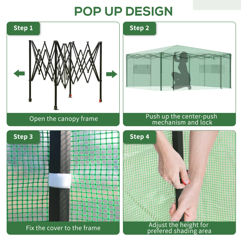 Outsunny 10' x 8' Portable Walk-in Greenhouse, Folding Pop-up, Outdoor Canopy Hot House, Roll-Up Zipper Door & 2 Ventilating Side Windows for Growing Flowers, Herbs, Vegetables, Saplings, Succulents