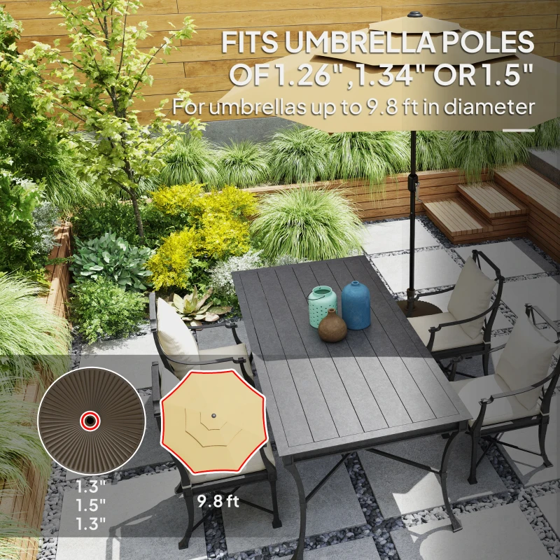 Outsunny Round Patio Umbrella Base Holder, Heavy Duty Outdoor Umbrella Stand Base, Filled Up to 62lbs with Sand or 51lbs with Water for Garden, Poolside, Brown