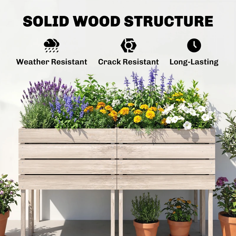 Outsunny 4PCS Wooden Raised Garden Beds Kits Elevated Planter for Outdoor Plants Flowers Vegetables, Raised Garden Boxes