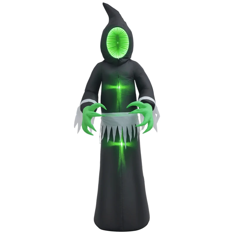 HOMCOM 8ft Inflatable Halloween Mirror Face Ghost, Blow Up LED Display for Garden Indoor Outdoor