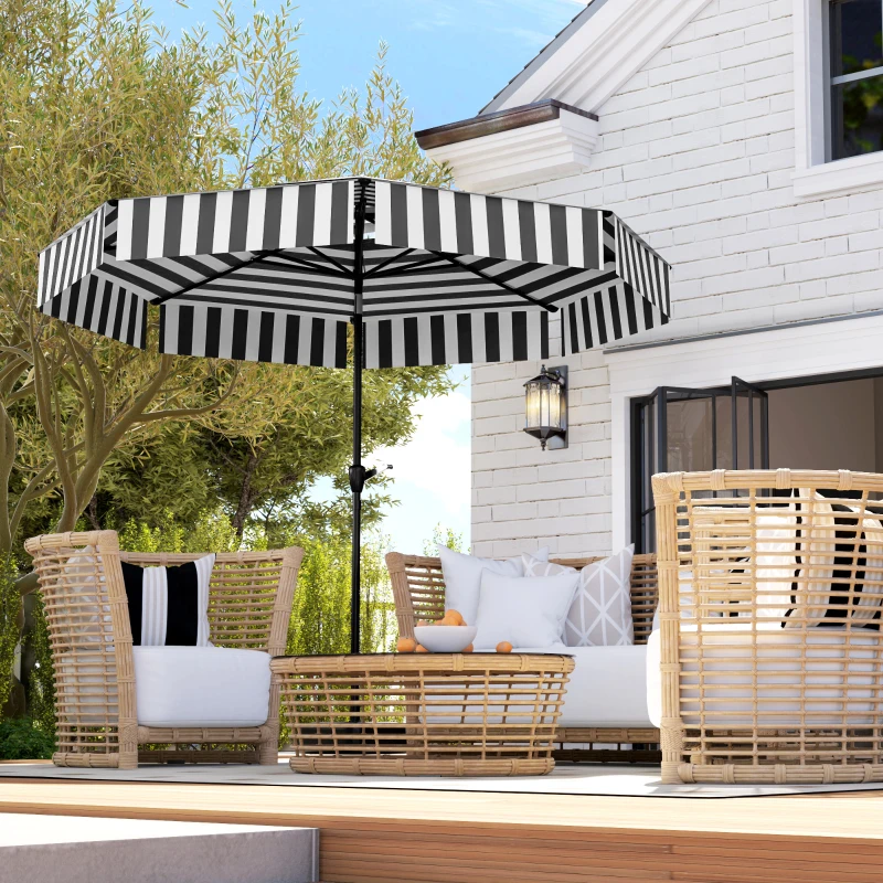 Outsunny 8.6 ft Patio Umbrella, UPF 30+ Outdoor Market Table Umbrella Parasol with 2-Tier Vent, Crank, 8 Ribs, Tilt, Black