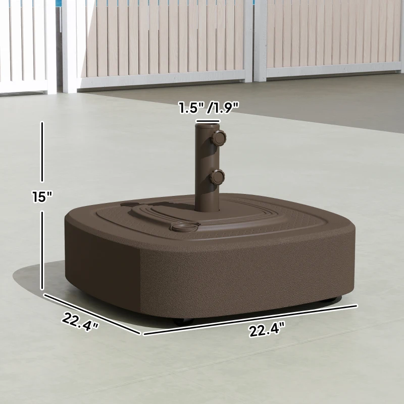 Outsunny Patio Umbrella Base Outdoor Umbrella Stand with Wheels for 1.5"/1.9" Umbrella Poles