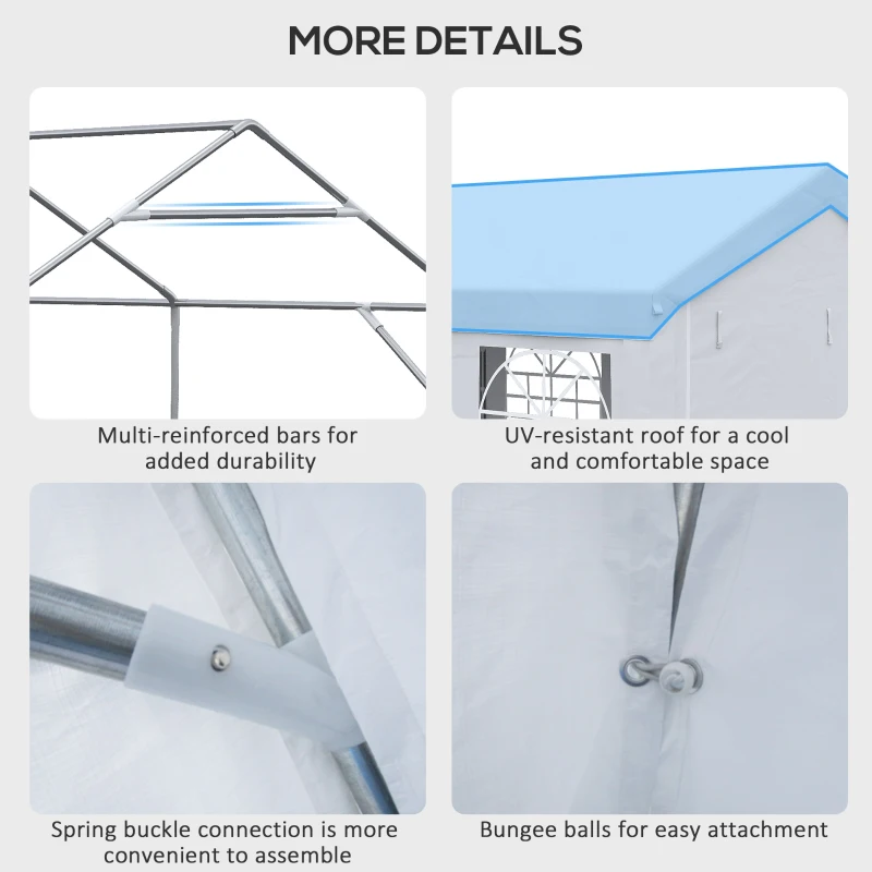 Outsunny 19.7' x 9.7' Heavy Duty Party Tent & Carport with Removable Sidewalls and Double Doors, Large Canopy Tent, Sun Shade Shelter, for Parties, Wedding, Outdoor Events, BBQ, White