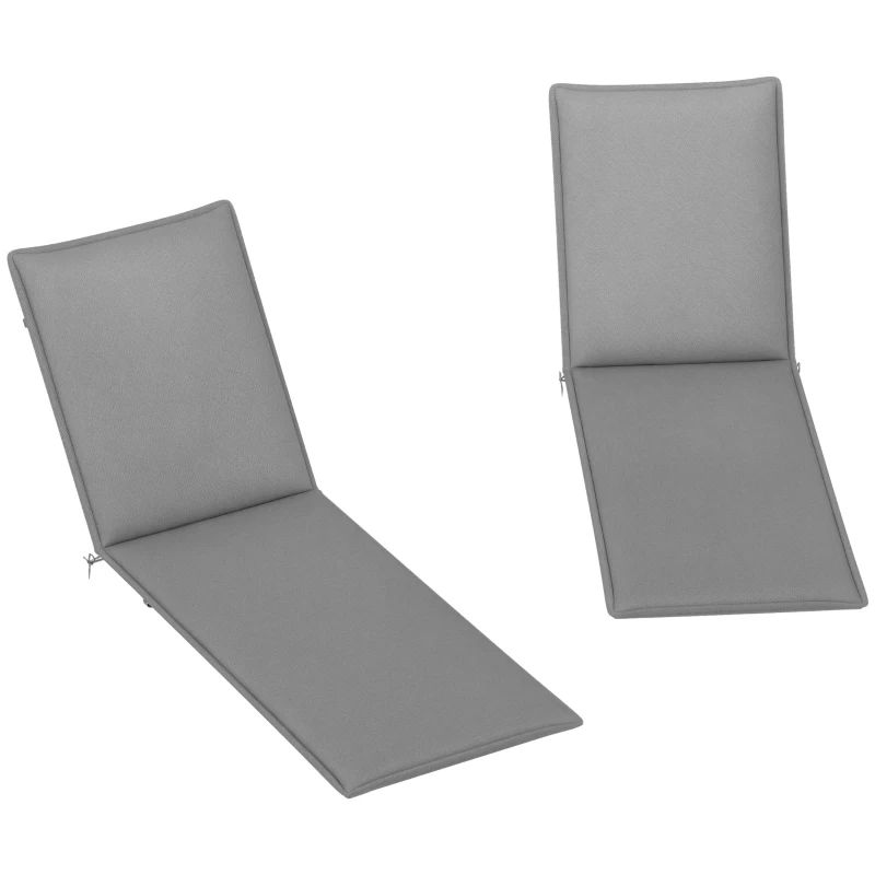 Outsunny Foldable Chaise Lounge Cushion Set of 2, Outdoor Lounge Chair Cushion Set, UPF50+ 200gsm Fabric, 76" x 23", Gray