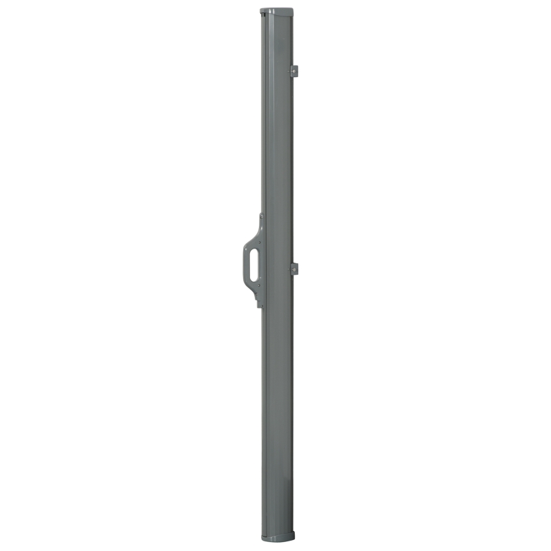 Outsunny 10' Retractable Folding Patio Privacy Side Awning with 50+ UV Protection, 2 Wall Brackets, & Polyester, Grey