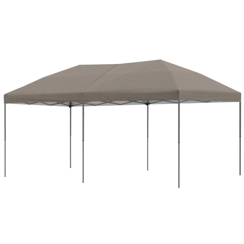 Outsunny 10' x 20' Pop Up Canopy Tent with Steel Frame, 3-Level Adjustable Height and Storage Bag, Instant Sun Shelter Event Tent for Patio Backyard and Garden, Brown