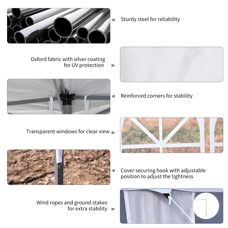 Outsunny 10' x 20' Pop Up Canopy Tent with 4 Sidewalls, Outdoor Portable Instant Canopy Shelter for Parties, Outdoor Instant Gazebo with Carry Bag for Garden, Patio, White