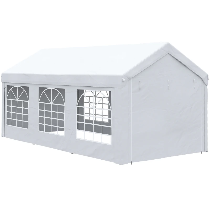 Outsunny 19.7' x 9.7' Heavy Duty Party Tent & Carport with Removable Sidewalls and Double Doors, Large Canopy Tent, Sun Shade Shelter, for Parties, Wedding, Outdoor Events, BBQ, White