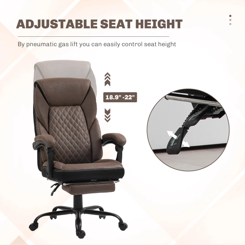HOMCOM Executive Office Chair with footrest, High Back Desk Chair, Reclining Swivel Chair, Dark Brown